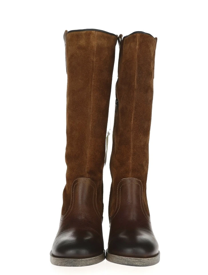 Mujer FLY LONDON CATH 228807 Marrón Tostado Cuero Gamuza Botas Altas Talla 38 M Foto 3 de 4