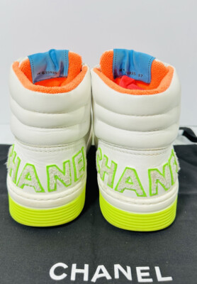 CHANEL Calfskin Womens Logo Sneakers 37 EU White Multicolor CHANEL Calfskin Womens Logo Sneakers 37 EU White Multicolor