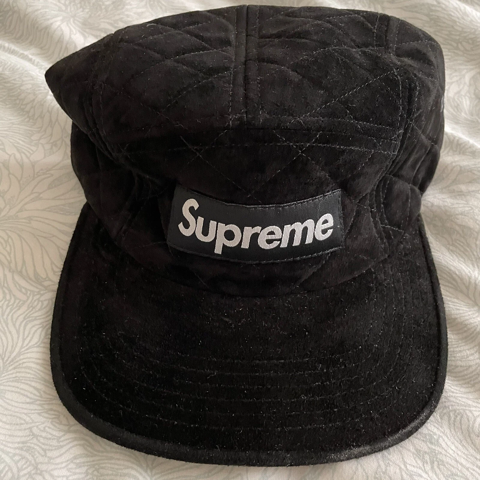 Supreme NYC Quilted Suede Camp Hat SS16 New Authentic Box Logo