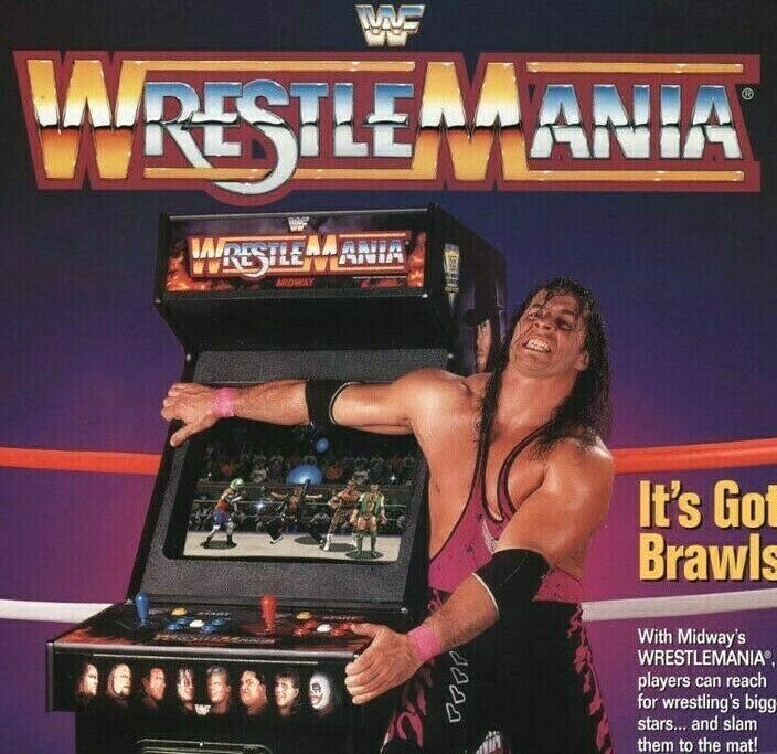 WWF Wrestlemania Arcade FLYER Bret Hart Lex Luger Undertaker Doink
