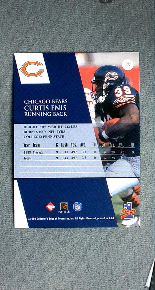 1999 Collector's Edge 1st Place Gold Ingot #29 Curtis Enis Bears - Image 2 of 2
