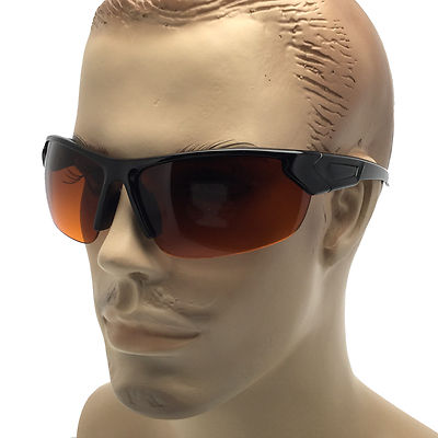 HD High Definition Sunglasses Blue Ray Blocker Drive Sport Wrap Golf Mens Amber