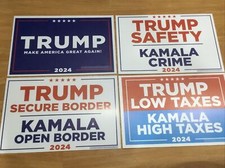 4 Trump 2024 MAGA Low Taxes Secure Border Safety Yard Signs with 8 Metal Stakes
