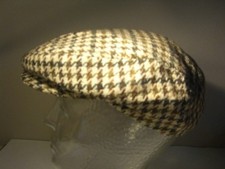 Slider hat flat cap light brown black tweed size 54