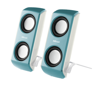 Enceintes Trust 16166 2.0 Pour Portable - Compactes, Légères, Bleues, Filaires USB