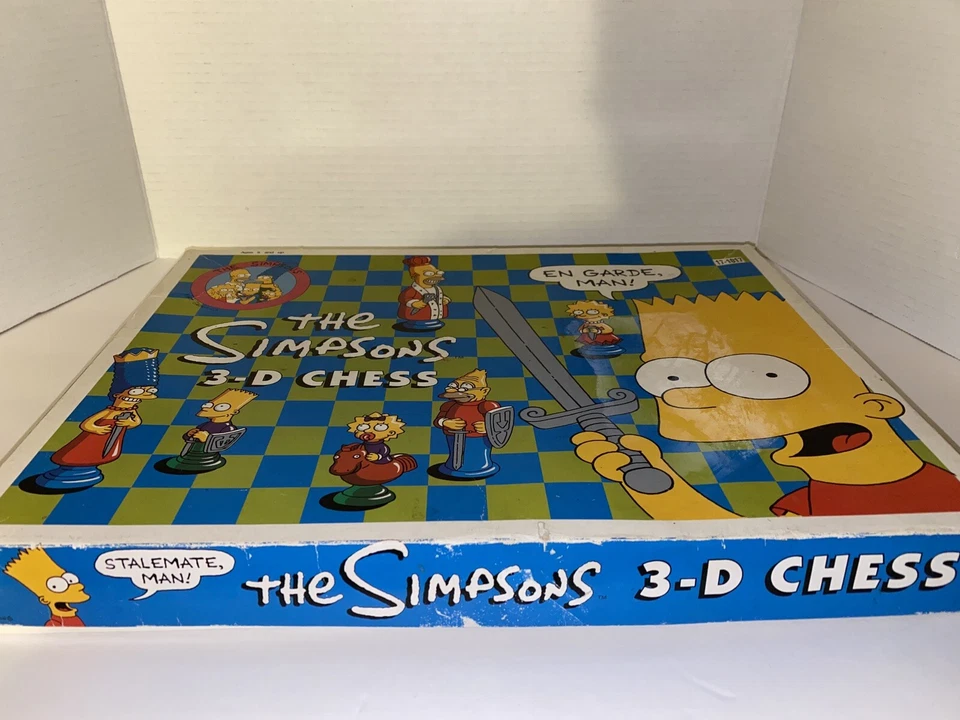 复古 1991 年辛普森一家 3D 国际象棋套装板 100% 完整非常酷物品! — 第 2/4 张图片