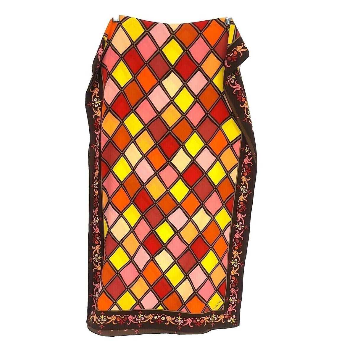 Vintage Diane Von Furstenberg Scarf Silk Retro Geometric