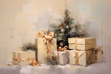 CHRISTMAS PRESENTS ABSTRACT STRETCHED CANVAS PRINT WALL ART READY TO HANG CA30