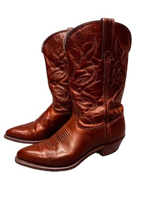 Vintage Wrangler leather boots Women s Sz 9  Made in USA Western Boot-Brown