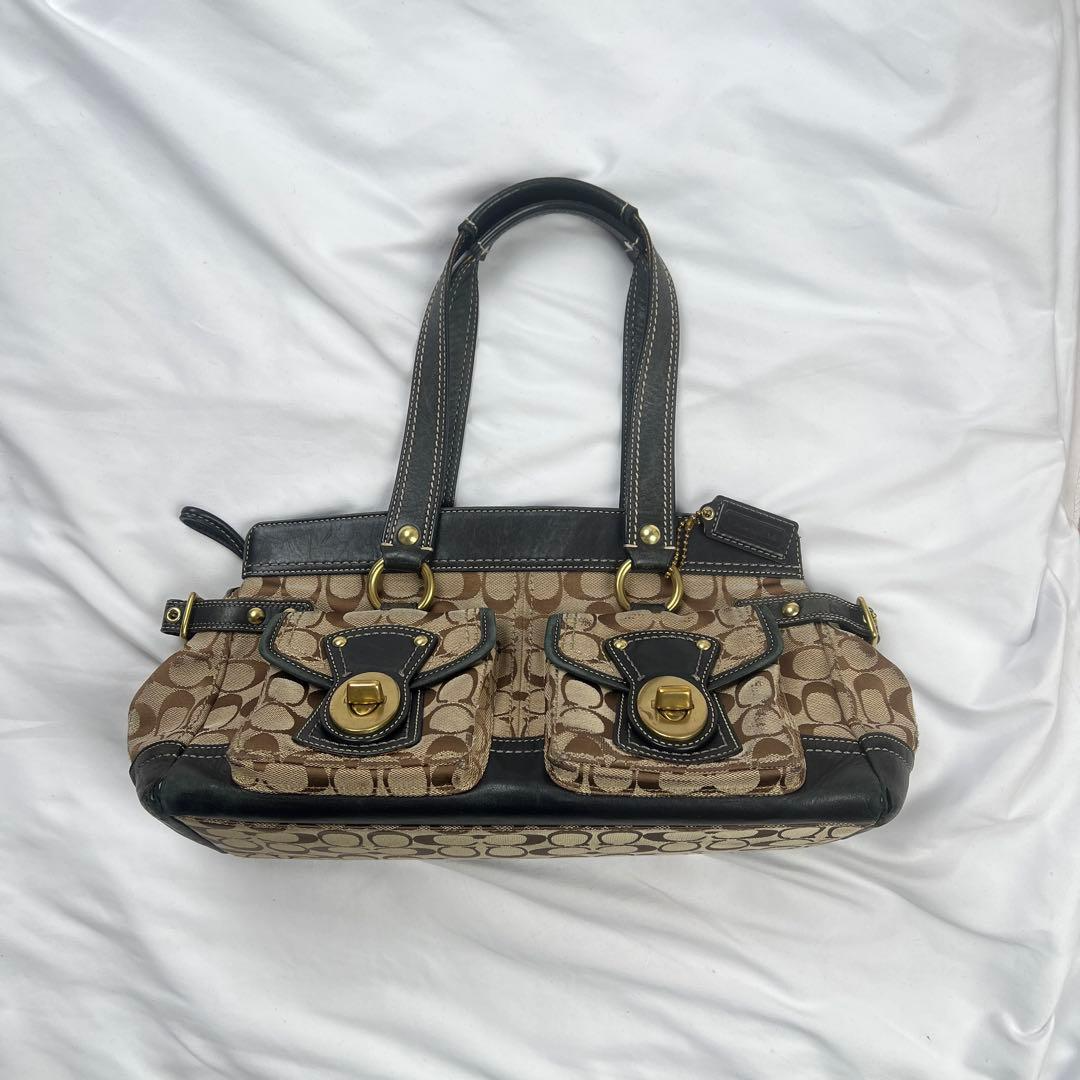 Coach Legacy Signature Satchel Turn Lock Handbag Shoulder Bag Y2K