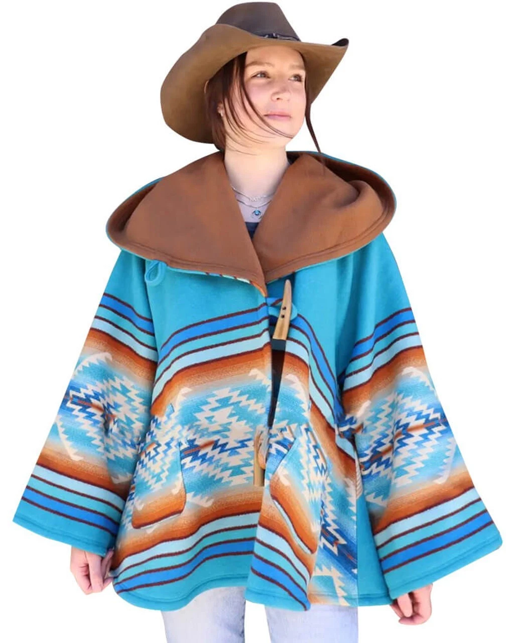 Kelly Reilly Jacket Beth Dutton Yellowstone Blue Hooded Poncho Women Coat