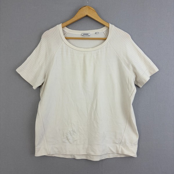 Marcs Top Womens Large White Tee T-Shirt Ribbed Raglan Sleeve Scoop Neck Casual