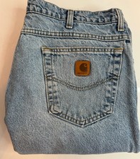 Carhartt Flannel Lined Jeans Mens 38x30 Blue Denim Workwear Pants USA Made