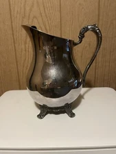 ANTIQUE F.B. ROGERS SILVER CO. SILVER PLATED PITCHER WITH ICE CATCH EPNS ORNATE