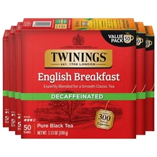 Twinings Decaffeinated English Breakfast Black Tea Bags 50 Count Pack of 6
