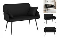 2-Sitzer-Sofa Mit Metallbeinen 2-Sitzer Schwarz Kunstleder