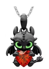 Toothless Dragon with Red Heart Pendant Necklace