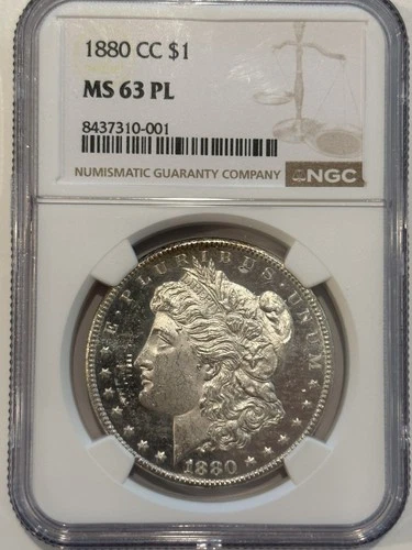 1880-CC MS63 PL Proof Like Morgan  Silver Dollar NGC MS63 PL Line Under 8