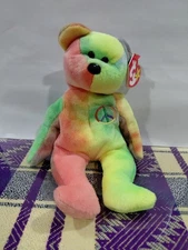 Ty Original Beanie Baby Peace Bear Plush Stuffed Animal W Tag February 1 1996