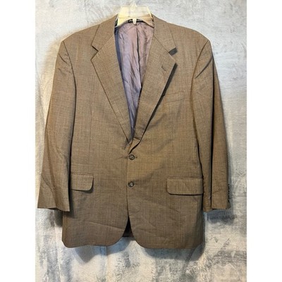 H. Freeman & Son 44R 100% Wool Sport Coat Brown Plaid Blazer Tailored USA