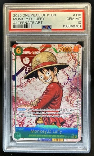 2025 One Piece Monkey D. Luffy Secret Rare Alt Art Alternative #OP13-118 PSA 10