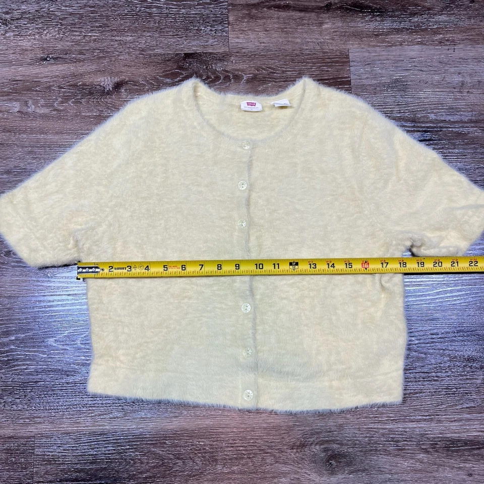 Cárdigan Levi's Para Mujer L Amarillo Crop Suéter Difuso Manga Corta Cárdigan Foto 4 de 4