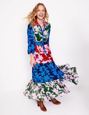 BODEN Maxikleid Shirtkleid für besondere Anlässe neu mit Etikett - UK 10 R - French Navy, Bloom Hotch