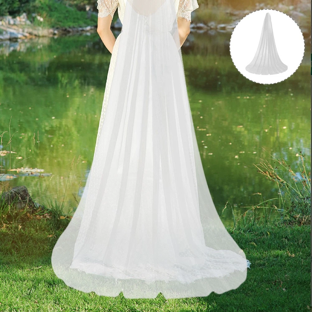 Velo Da Sposa 2024 Cattedrale Velo Da Sposa Lungo In Tulle Bianco A 3 Strati P766916
