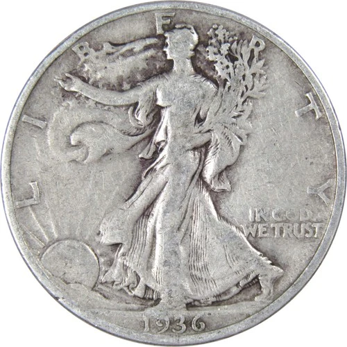 1936 S Liberty Walking Half Dollar F Fine Silver 50c Coin