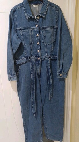 M&S Collection Denim Belted Jumpsuit Size 16 REGULAR