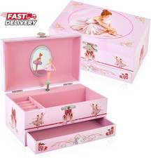 Classical Ballerina Musical Jewelry Box with Drawer and Dancing Ballerina,Girls