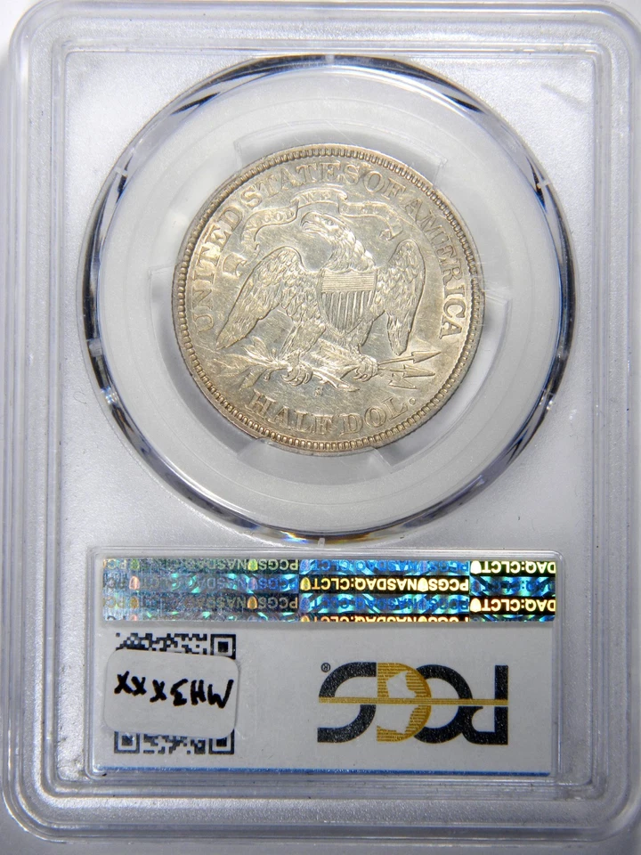 Medio dólar SEATED LIBERTY 1871-S ~ ¡BONITO PCGS ORIGINAL AU53! Foto 4 de 4