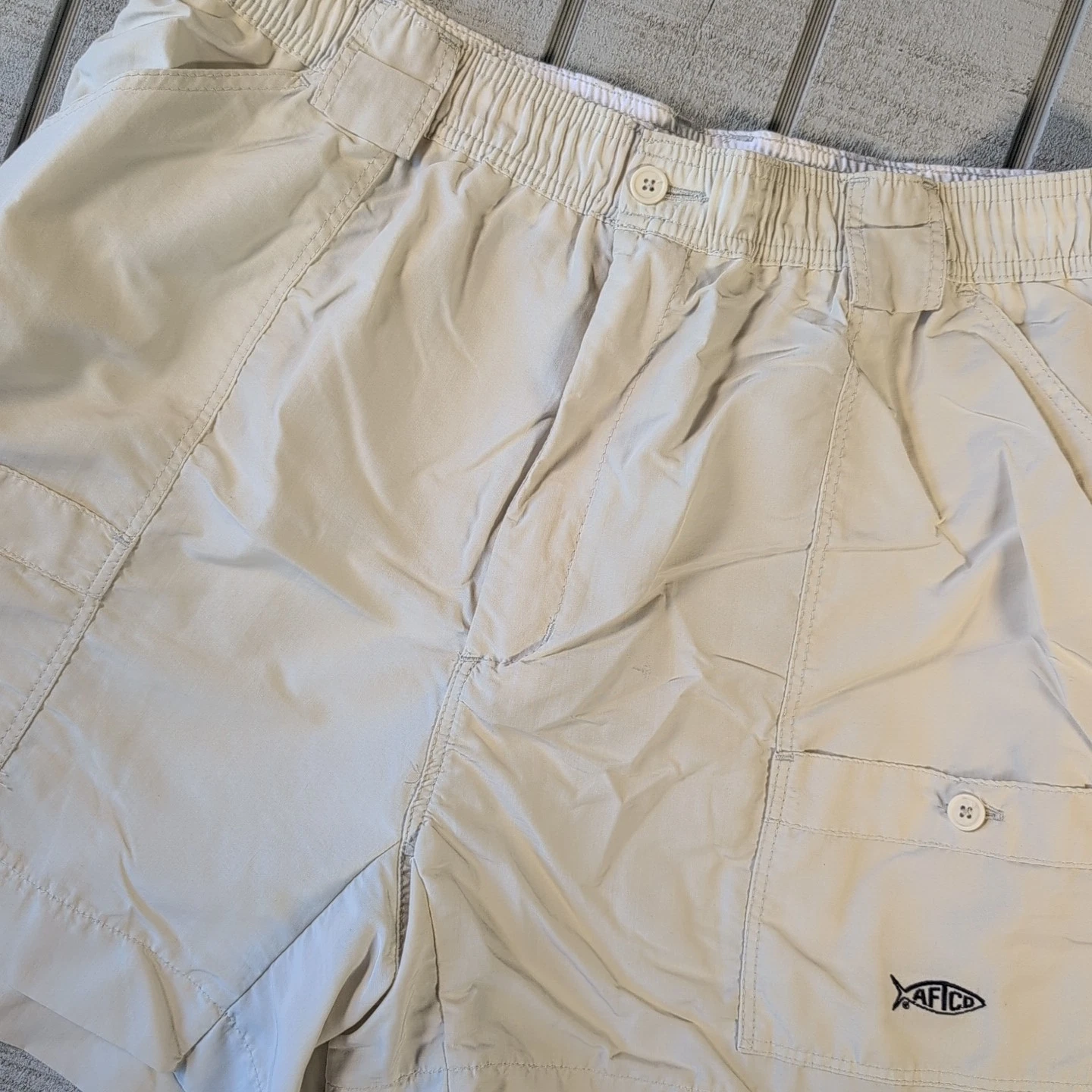 AFTCO Original Fishing Shorts Mens 46 Cargo Elastic Waist Outdoors Nature
