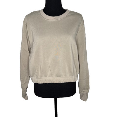 Real Essentials Cropped Sweatshirt Beige Pullover Size 2XL Women s -READ-