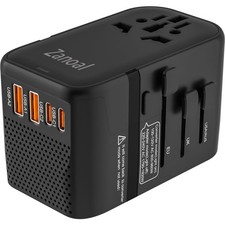 Efficient 220V to 110V Power Converter, 2 Type C  2 USB Ports for Travel