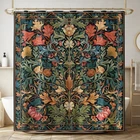 Vintage Plant Shower Curtain William Morris Style Nature Plants Old Country Art