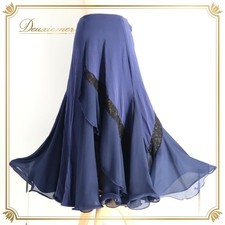 Chacott Ballroom Dance Costume Skirt Navy Beige S Elastic Waist