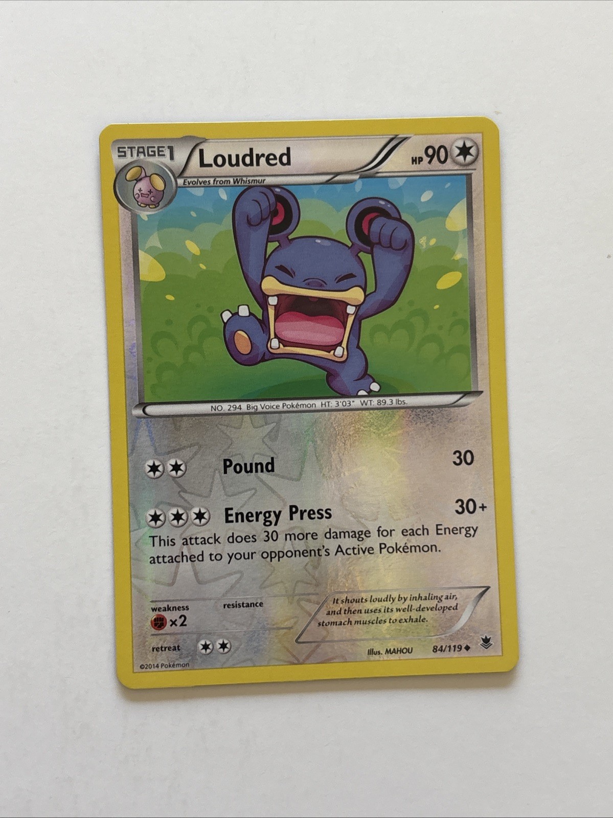 Loudred Rev Holo XY Phantom Forces Pokemon NM  Reverse 84/119