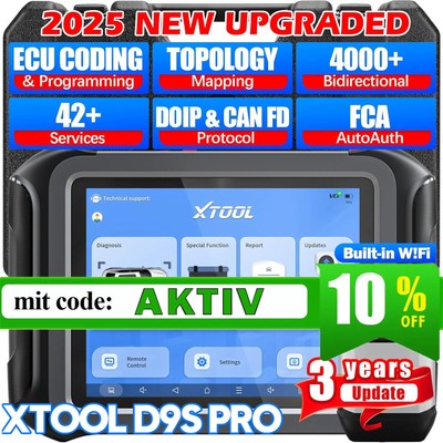 XTOOL D9SPRO KFZ Bidirectional OBD2 Diagnosegerät Scanner Alle System ECU Coding