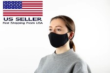 Face Mask Double Layer Reusable Washable Unisex Black 100 Cotton
