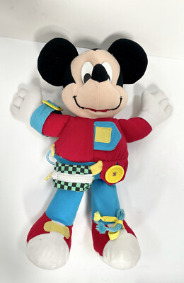 Disney Mickey Mouse Learn to Dress Me Doll Plush Mattel Learning Toy Button  Tie