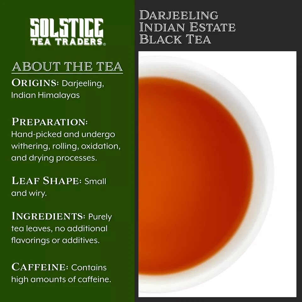 Darjeeling Indian Single Estate Black Loose Leaf Tea 8oz Bag, 100+ Cups of Tea