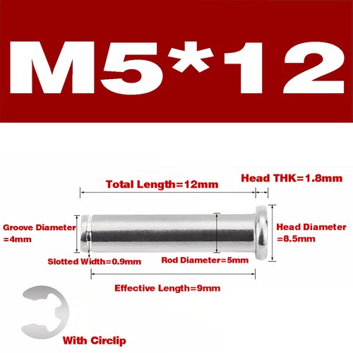 304 SS Flat Head Shaft Pin / Grooved Cylindrical Pin / Snap Ring Locating Pin - Picture 25 of 86