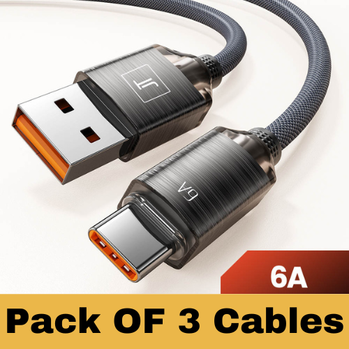 USB A auf Typ C Kabel 6A 66W Schnell Ladegerät geflochten langes Kabel 0,25m 1M 2M 3M - Bild 1 von 11
