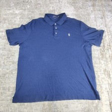 Polo Ralph Lauren Mens Blue Button Up Polo Shirt Short Sleeve Size XL Cotton