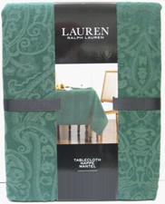 Ralph Lauren Tablecloth Cotton Blend Paisley Damask Green 60 x 104 - NEW