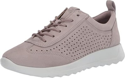 RTLS $170 ECCO WOMENS FLEXURE RUNNER GREY ROSE SUEDE SNEAKERS SZ 39 (US 8- 8.5)