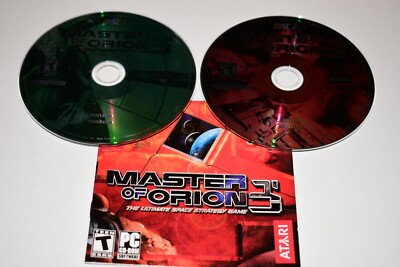 Master Of Orion 3 PC Atari Quicksilver 2003 Windows 98-XP Manual & Discs Only 
