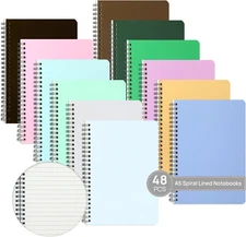 48 Pack A5 Spiral Lined Notebooks, 8.3" X 5.5", 60 Sheets/120 Pages Wide Ruled N
