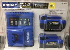 Kobalt KBCD 2424-03 24v Max 2-pack 4 Ah Lithium Battery Kit Charger New Sealed